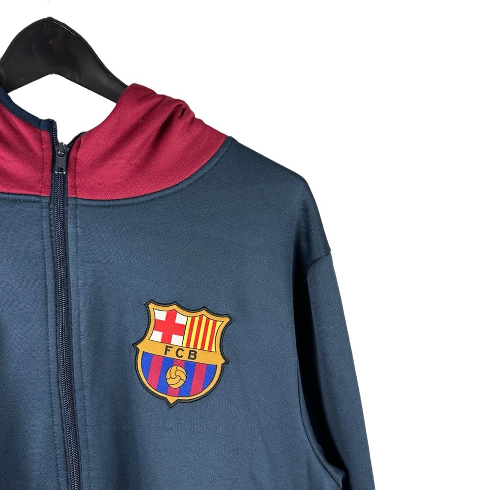 Mens Y2K Barcelona Football Club Soccer Blue Full Zip Futbol Hoodie Size M - Picture 3 of 9